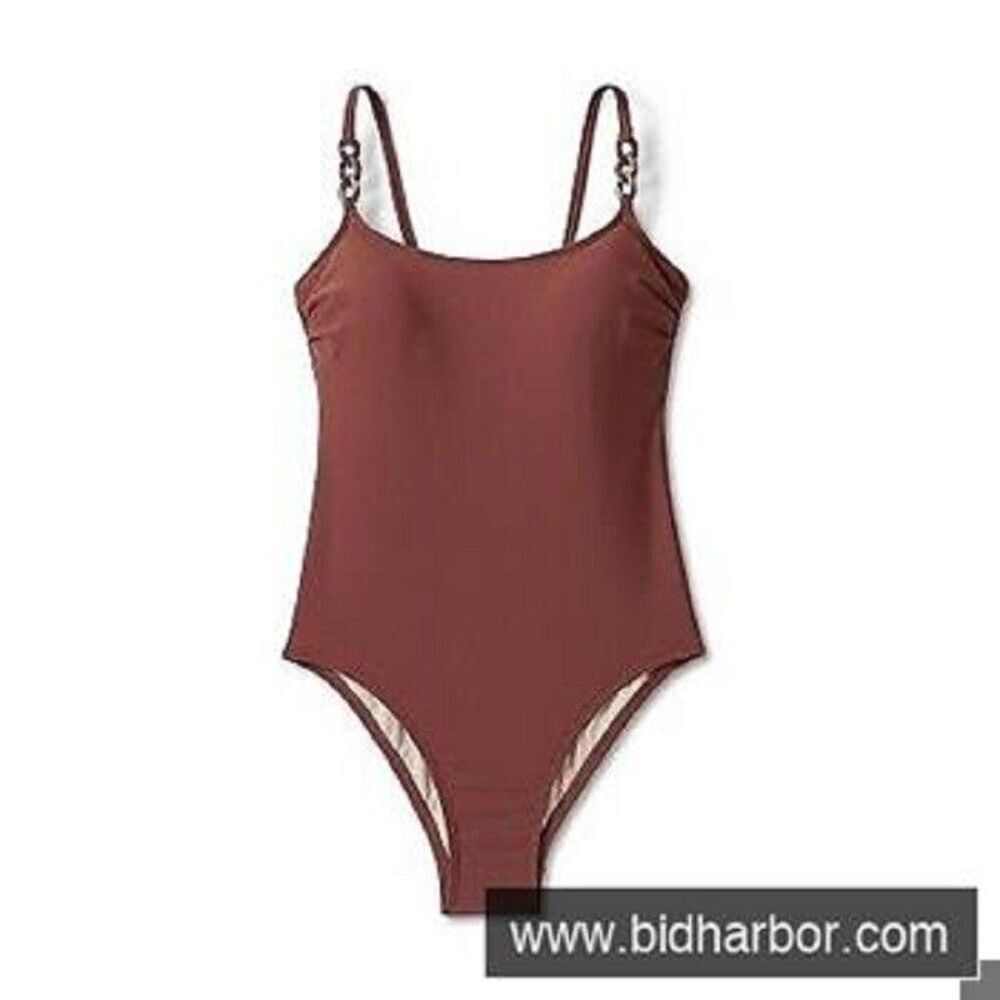 Kona Sol Women's Chain Link Medium Coverage One Piece Swimsuit Brown
